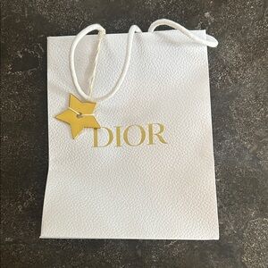 Dior White and Gold Shopping Bag with Gold Metal Star